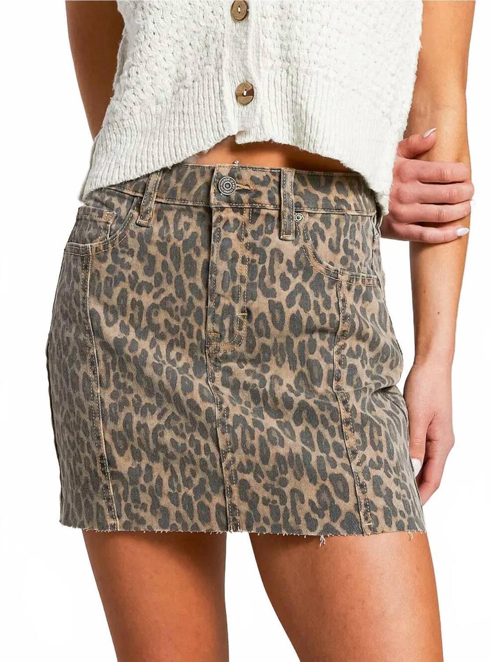 NEW HIDDEN cheetah denim mini skirt in multi